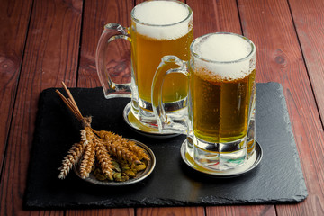 Light beer on an old background