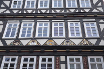 Fototapeta na wymiar Historic streets of the old quarters of Marburg