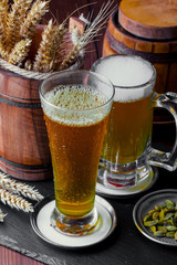 Light beer on an old background