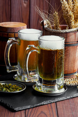 Light beer on an old background