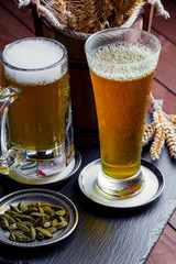 Light beer on an old background