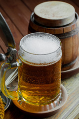 Light beer on an old background