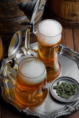 Light beer on an old background