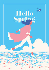 Hello Spring romantic poster.