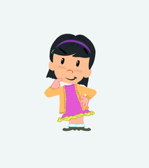 Asian girl thoughtful and happy.