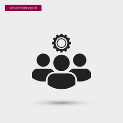 Teamwork with gear icon. Simple HR element illustration. Work symbol design from business collection. Can be used in web and mobile.