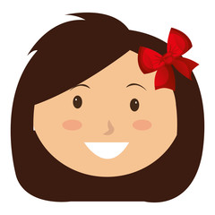 cute and little girl head with bow vector illustration design