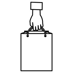 buyer hand with shopping bag vector illustration design