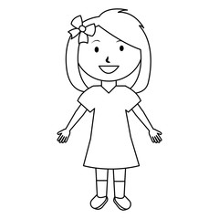 cute and little girl with bow vector illustration design