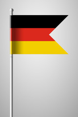 Flag of Germany. National Flag on Flagpole. Isolated Illustration on Gray