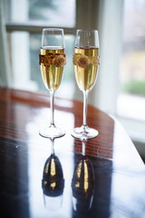 glasses of champagne on table