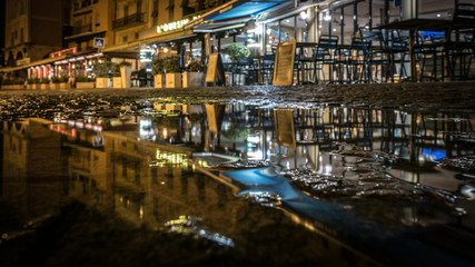 reflection of the streets on a rainy day