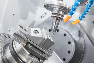 Milling machine. industrial metalworking cutting process by milling cutter © Kadmy