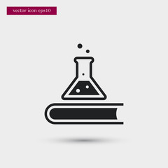 Flask on book icon simple education vector sign
