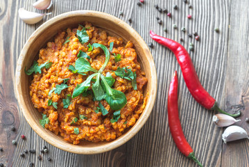 Bowl of red lentil curry