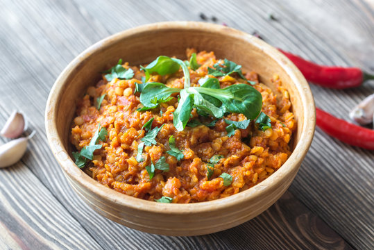 Bowl of red lentil curry