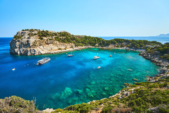 Anthony Quinn Bay. The most beautiful beach at Rhodes island.