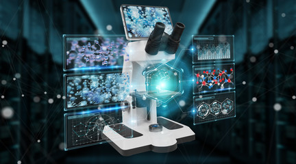 Modern digital microscope with screen analysis 3D rendering