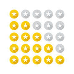 Set of yellow rating stars. Vector illustration