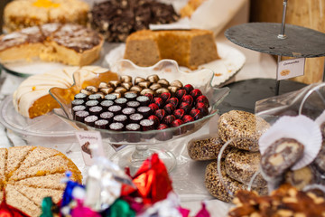The typical portugal sweets on the market