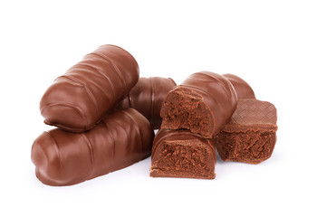 Assortment of chocolate candies sweets isolated on a white background