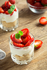 Strawberry cheesecake in glasses