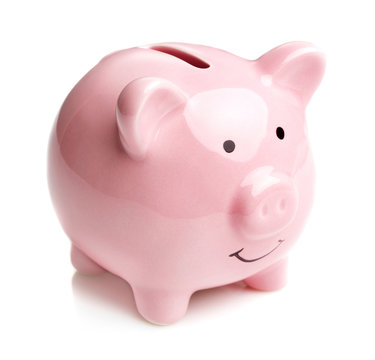 Pink Piggy Bank Isolated On White Background