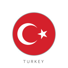 Turkey flag round circle vector icon