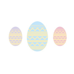 Set of easter color eggs on yellow background