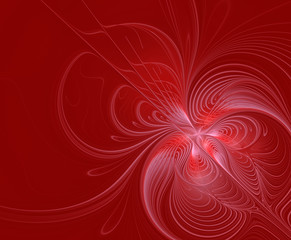 Abstract fractal patterned flower on a red background