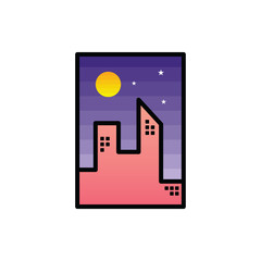 night city view icon sign symbol