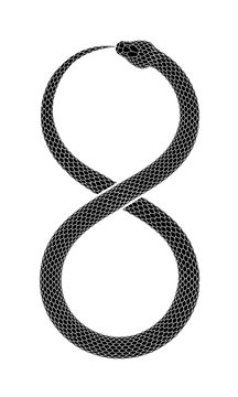Vector tattoo design of Snake eates it's own tail in the form of a sign of infinity.