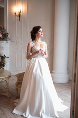 Beautiful bride in luxury dress. Beautiful young woman in wedding photosession