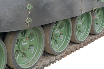 Caterpillar Track of a Military Tank on white