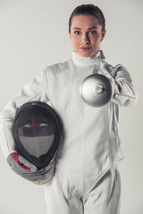 Beautiful female fencer