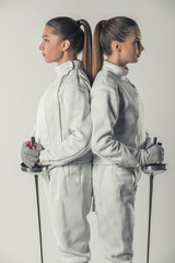 Beautiful female fencers