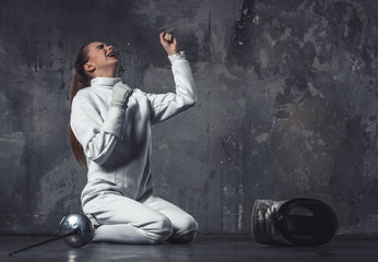 Attractive female fencer