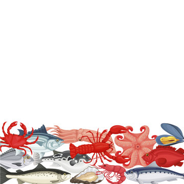 Seafood background copyspace