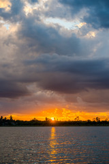 Fototapeta premium sunset on the lake landscape