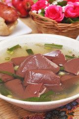 Pork blood jelly soup is a popular street food in Taiwan