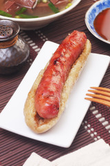  Sausage with sticky rice is a popular street food in Taiwan