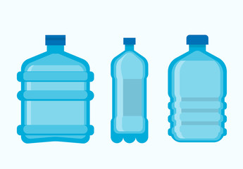 Plastic bottles with clean fresh mineral water set