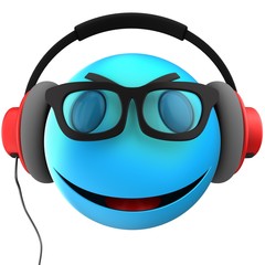 3d blue emoticon smile