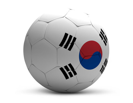 South Korea Korean Soccer Football Ball 3d Rendering Isolated