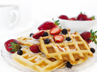  Fresh baked waffles on a white background
