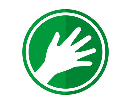 high five green circle pattern image vector icon