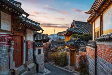 Selbstklebende Fototapete Seoel Bukchon Hanok Dorf der Stadt Seoul in Korea.