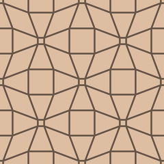 Geometric ornament. Beige and brown seamless pattern