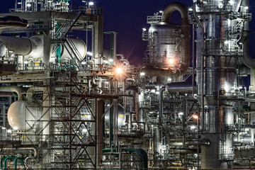 Pipe work of an oil refinery plant.