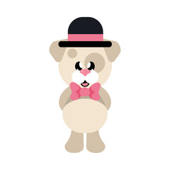 cartoon cute dog with tie and hat
